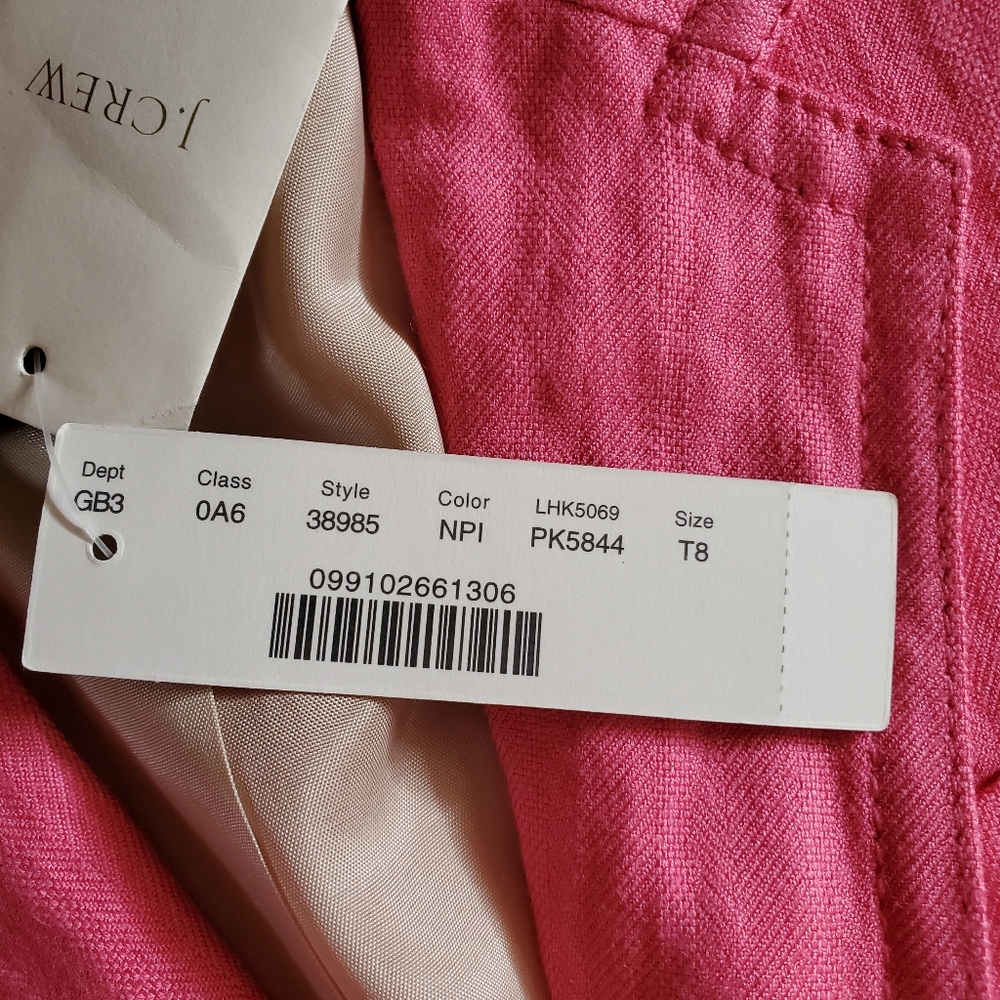 J. Crew Schoolboy Herringbone Pink Blazer Size 8 Tall NWT - Picture 10 of 16